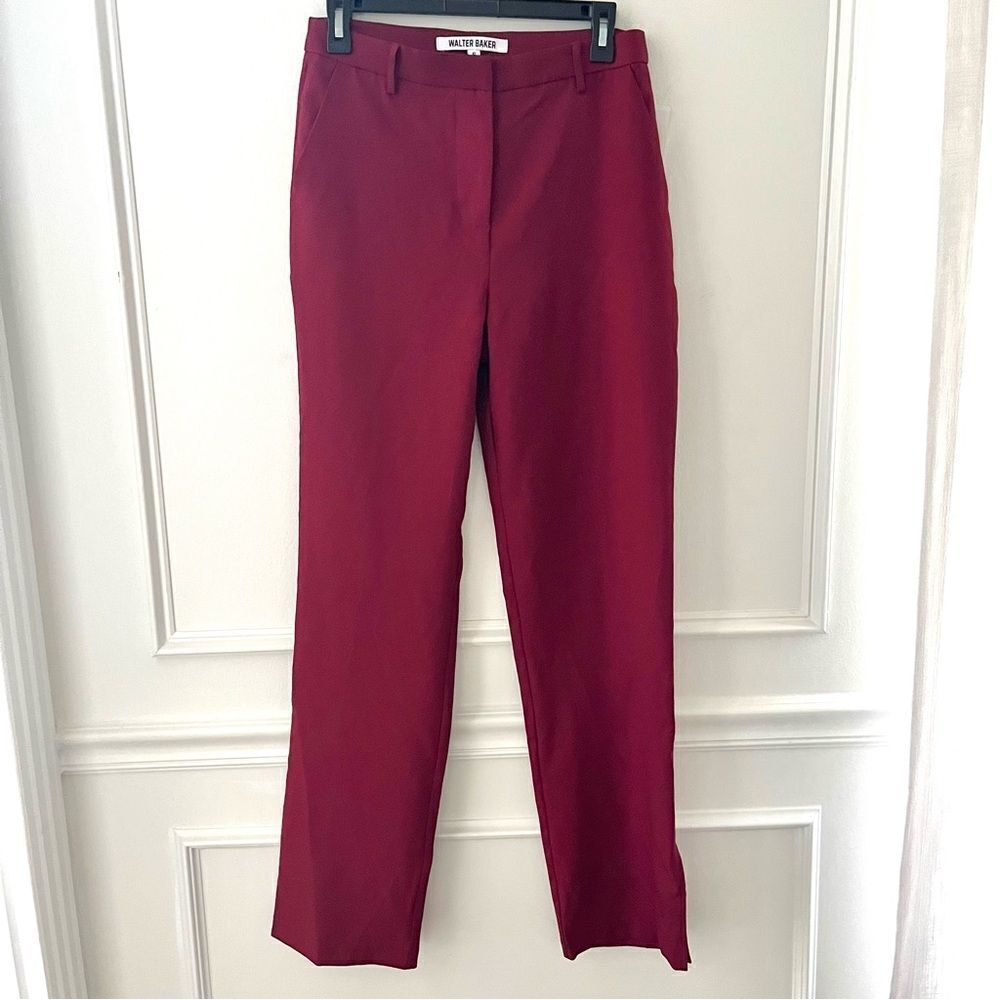 Walter Baker Straight Leg Pants in Deep Wine Red